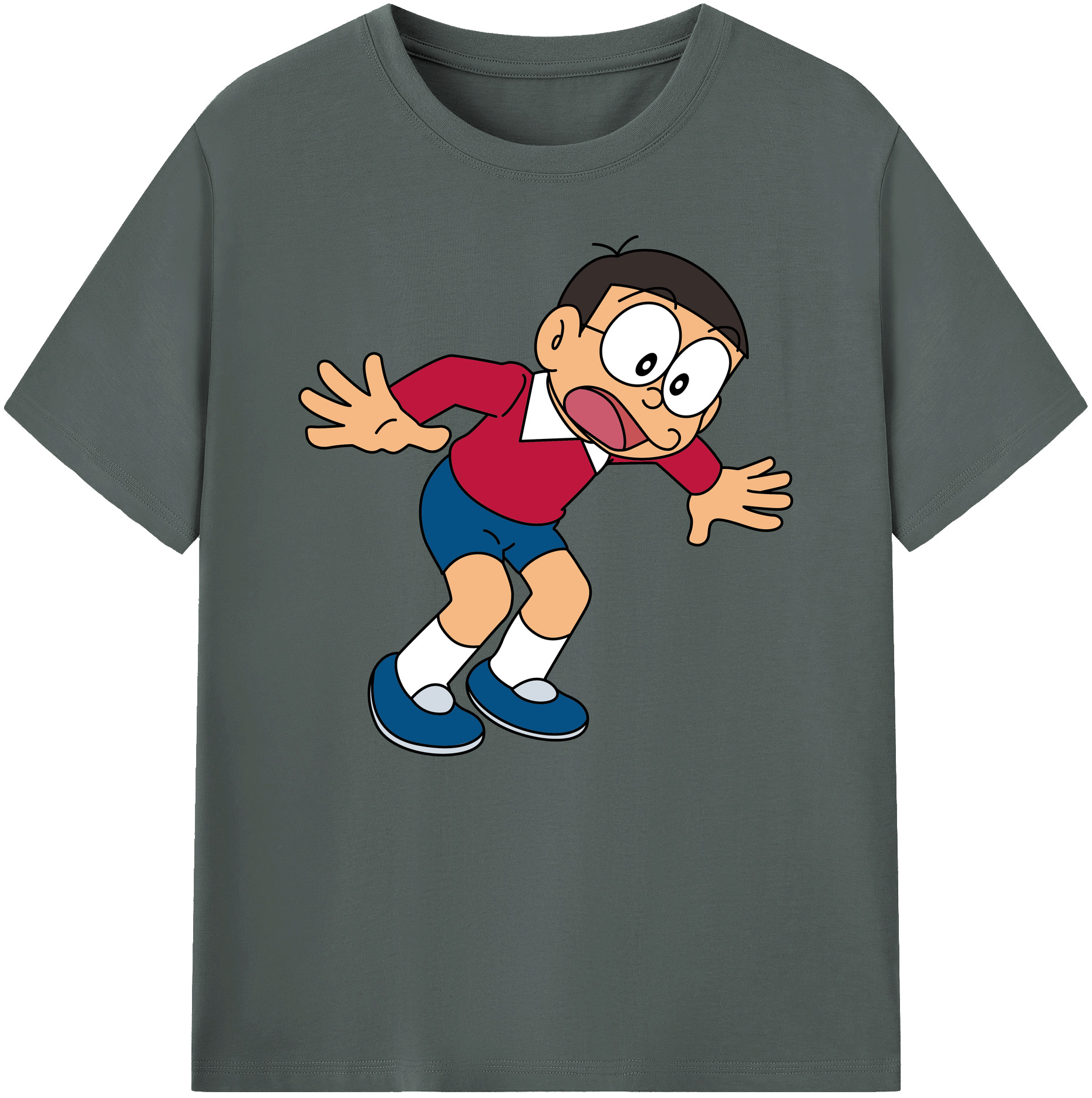 （画像用） ドラえもん 野比 のび太 Doraemon Nobita Nobi 綿100％ メンズ半袖Tシャツ｜肌触りやわらか＆通気性